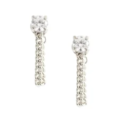 LOVE CABLE LINK CHAIN EARRINGS - CUBIC ZIRCONIA & SILVER