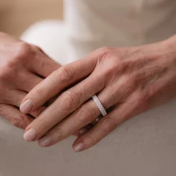 LOVE CIGAR BAND - CUBIC ZIRCONIA & SILVER