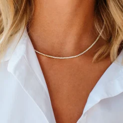 LOVE TENNIS NECKLACE - CUBIC ZIRCONIA & GOLD