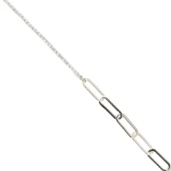LOVE TENNIS OVAL LINK BRACELET - CUBIC ZIRCONIA & SILVER