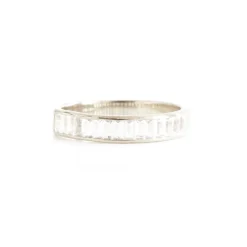 LOYAL CIGAR BAND RING - WHITE TOPAZ & SILVER