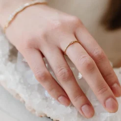 LOYAL SOLITAIRE STACKING RING - WHITE TOPAZ & GOLD