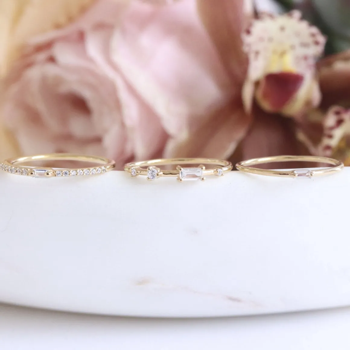 LOYAL SOLITAIRE STACKING RING - WHITE TOPAZ & SILVER