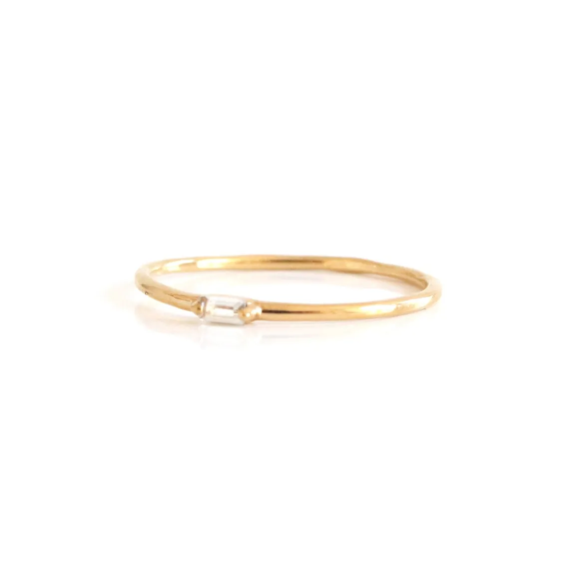 LOYAL SOLITAIRE STACKING RING - WHITE TOPAZ & GOLD