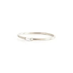 LOYAL SOLITAIRE STACKING RING - WHITE TOPAZ & SILVER