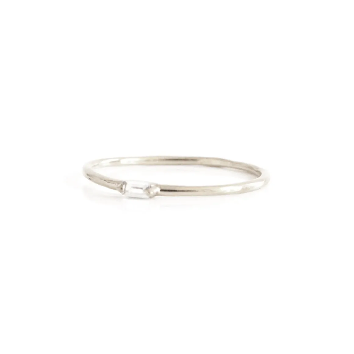 LOYAL SOLITAIRE STACKING RING - WHITE TOPAZ & SILVER