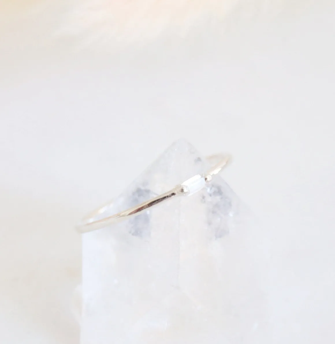 LOYAL SOLITAIRE STACKING RING - WHITE TOPAZ & SILVER