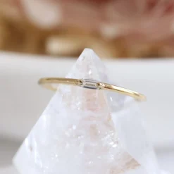 LOYAL SOLITAIRE STACKING RING - WHITE TOPAZ & GOLD