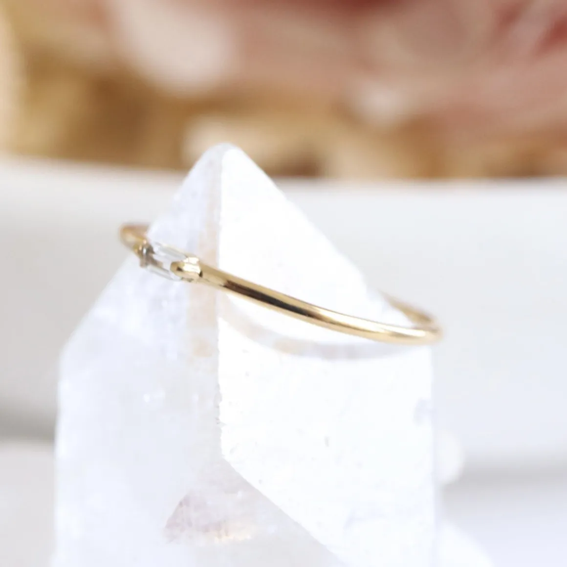 LOYAL SOLITAIRE STACKING RING - WHITE TOPAZ & GOLD