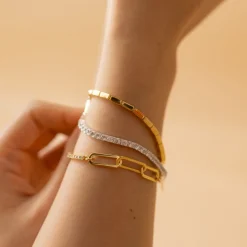 LUXE LOVE TENNIS BRACELET - CUBIC ZIRCONIA & GOLD 6.5 - 7.5