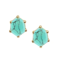 MINI HONOUR SHIELD STUD EARRINGS - TURQUOISE & GOLD