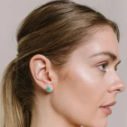 MINI HONOUR SHIELD STUD EARRINGS - TURQUOISE & GOLD