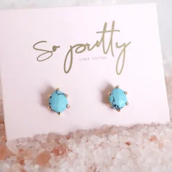 MINI HONOUR SHIELD STUD EARRINGS - TURQUOISE & GOLD