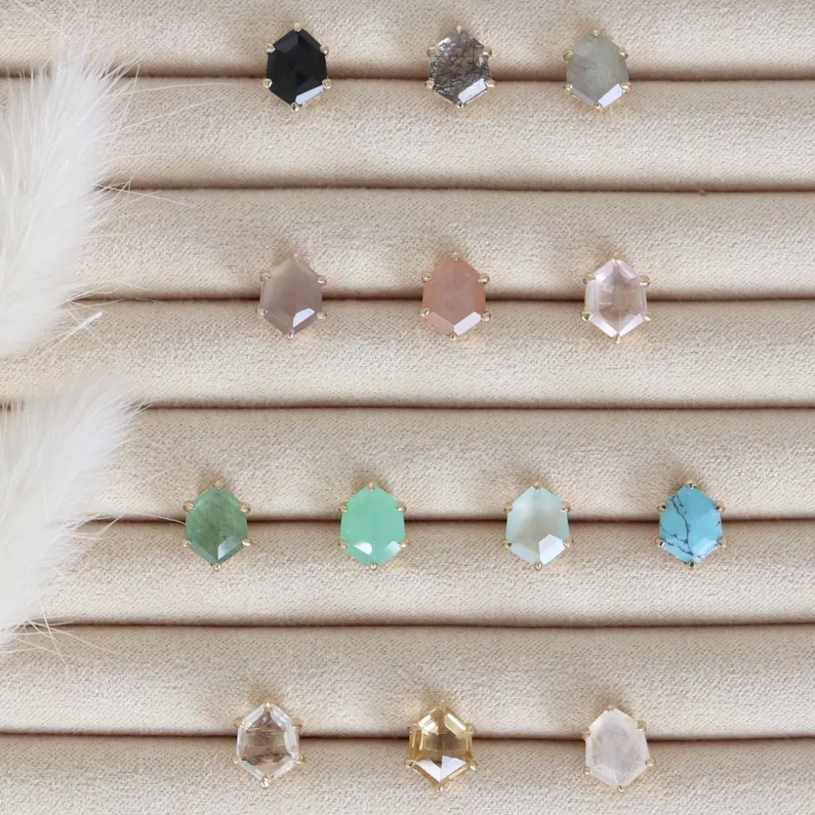 MINI HONOUR SHIELD STUD EARRINGS - TURQUOISE & GOLD