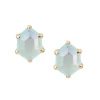 MINI HONOUR STUD EARRINGS - AQUA CHALCEDONY & GOLD