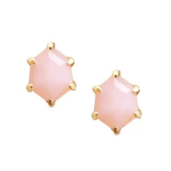 MINI HONOUR STUD EARRINGS - PINK OPAL & GOLD