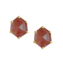MINI HONOUR STUD EARRINGS - CRANBERRY QUARTZ & GOLD