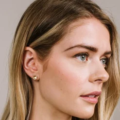 MINI HONOUR STUD EARRINGS - WHITE TOPAZ & GOLD