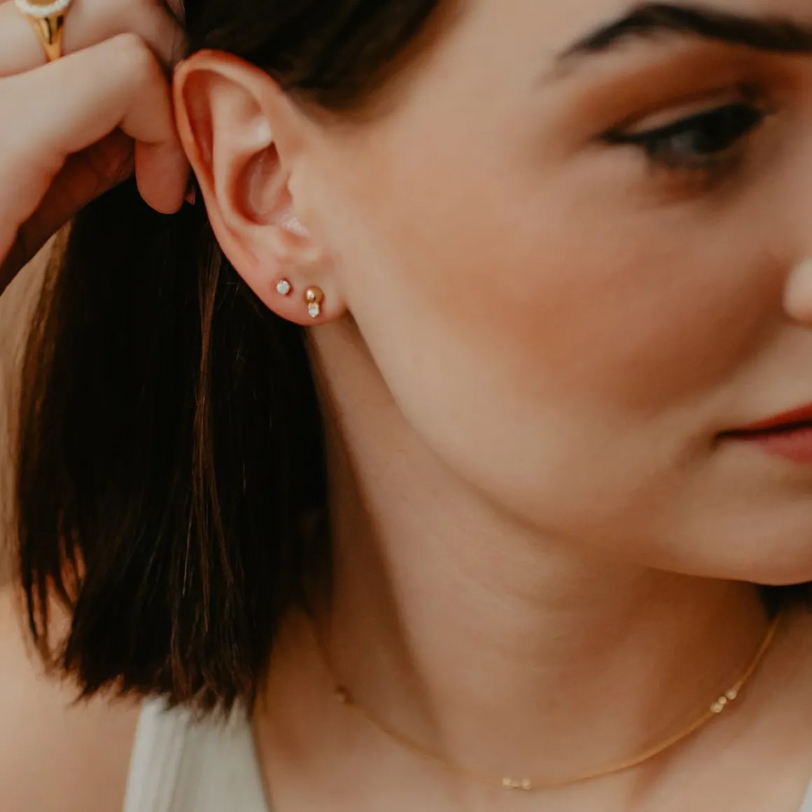 MINI LOVE DUO STUDS - GOLD