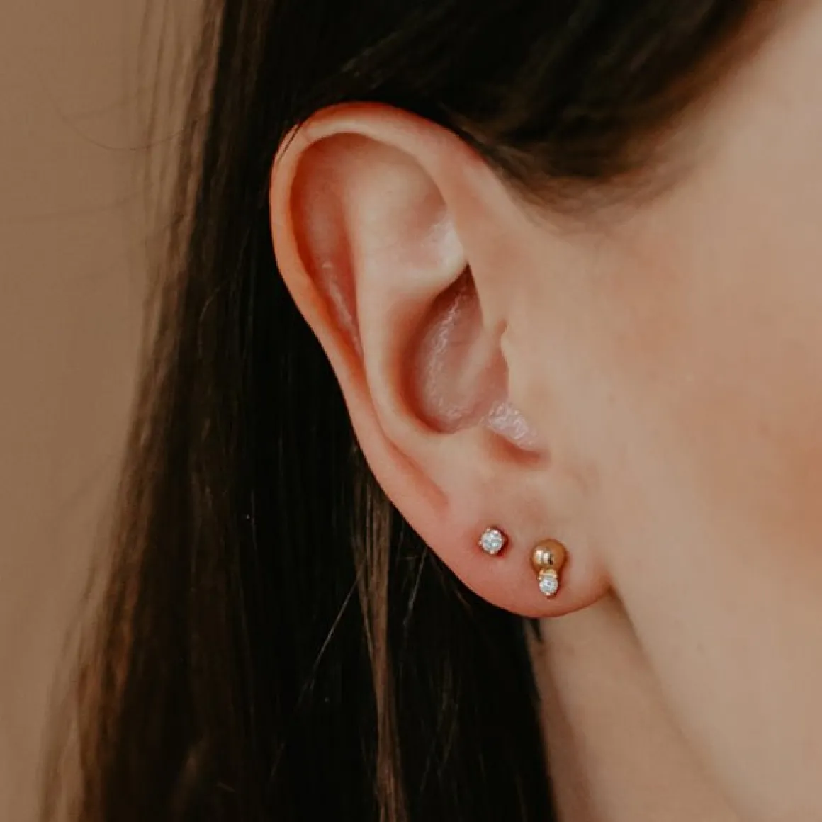 MINI LOVE DUO STUDS - GOLD