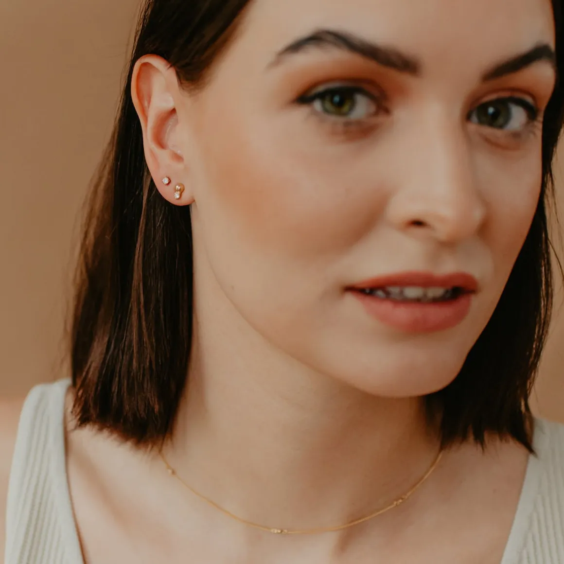 MINI LOVE DUO STUDS - GOLD