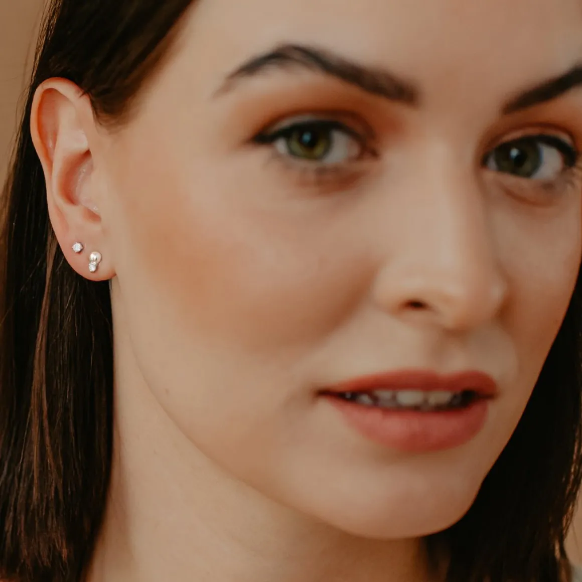 MINI LOVE DUO STUDS - SILVER
