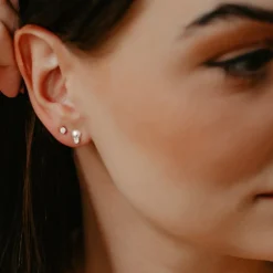 MINI LOVE DUO STUDS - SILVER