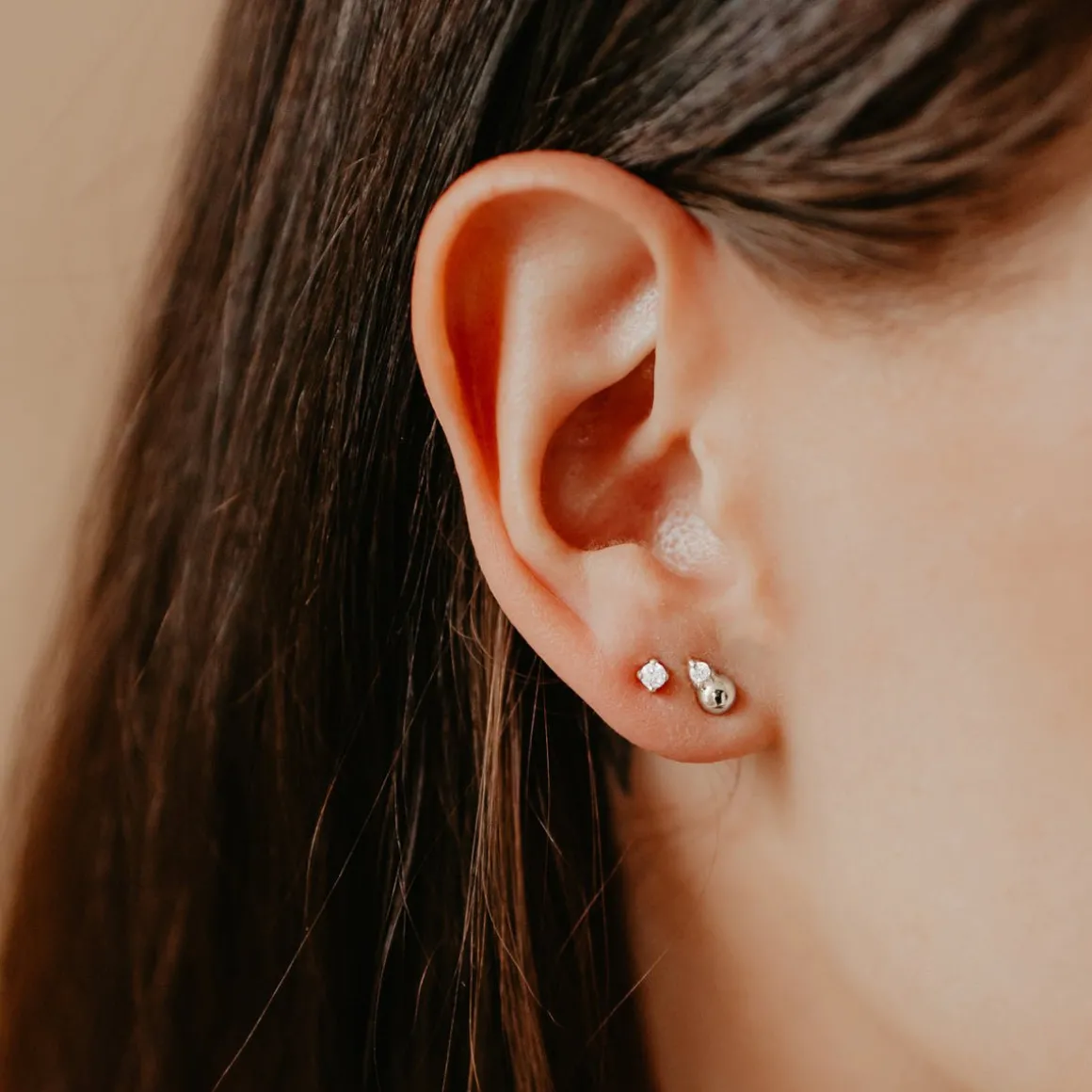 MINI LOVE DUO STUDS - SILVER