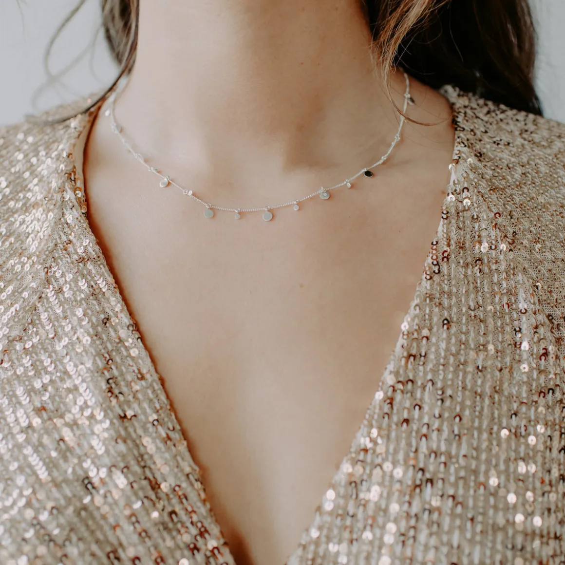 POISE MULTI DISK NECKLACE - CUBIC ZIRCONIA