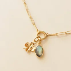 PROTECT OVAL CHARM - LABRADORITE & GOLD