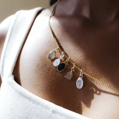 PROTECT OVAL CHARM - LABRADORITE & GOLD